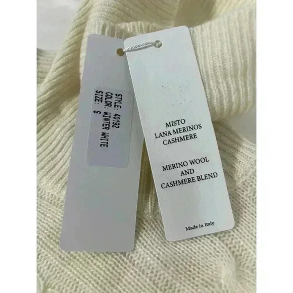 Bianco Blu Sweater Womens Sm Merino Wool Cashmere Winter White Turtleneck Tunic - Picture 4 of 8